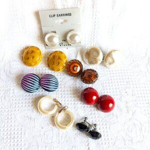 Eight Sets of Vintage Clip On Earrings